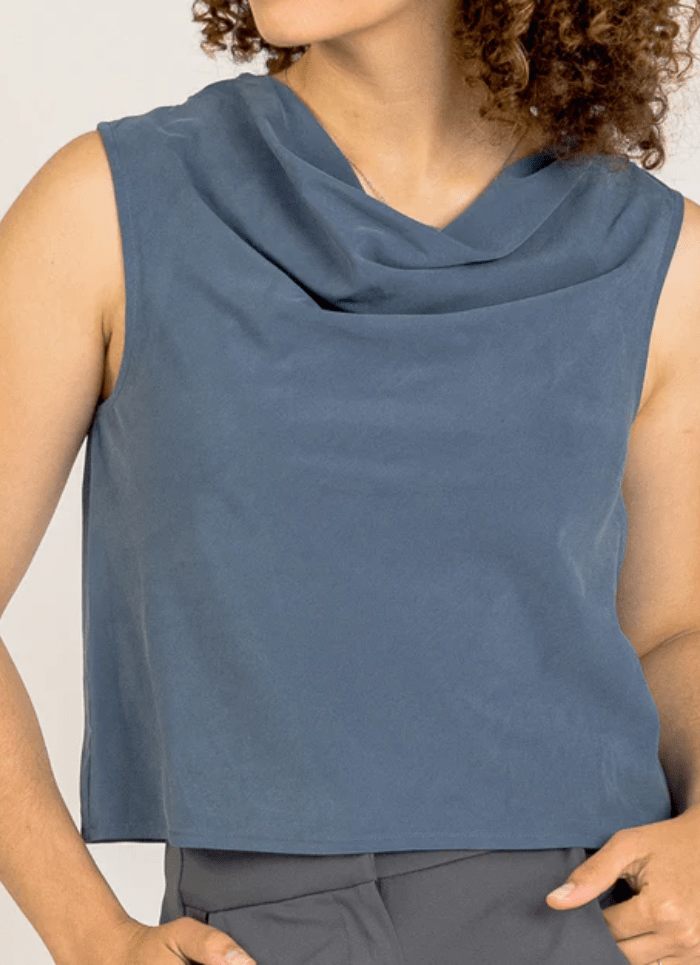 Jade Asymmetrical Cowl - Gentle Stretch Poplin - SISU