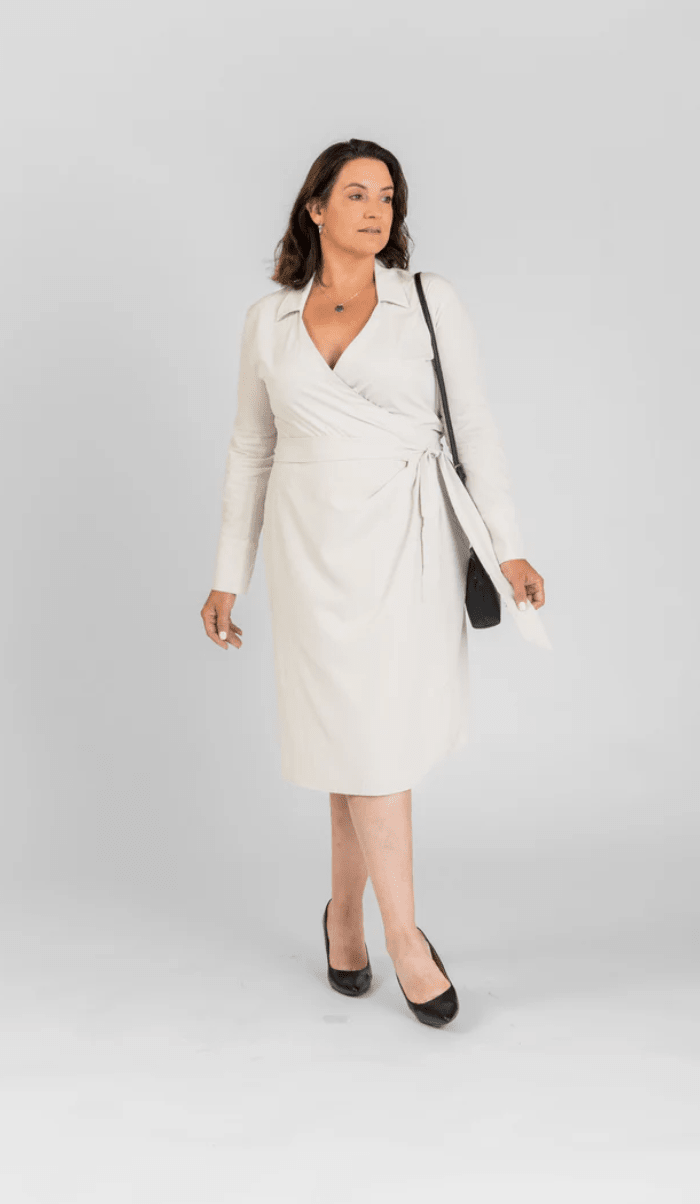 Women's Wrap Dress with Pockets Flattering Stretch Midi Dress for Work, Events, and Everyday | SISU - the brand Women's Wrap Dress with Pockets Flattering Stretch Midi Dress for Work, Events, and Everyday | SISU - the brand