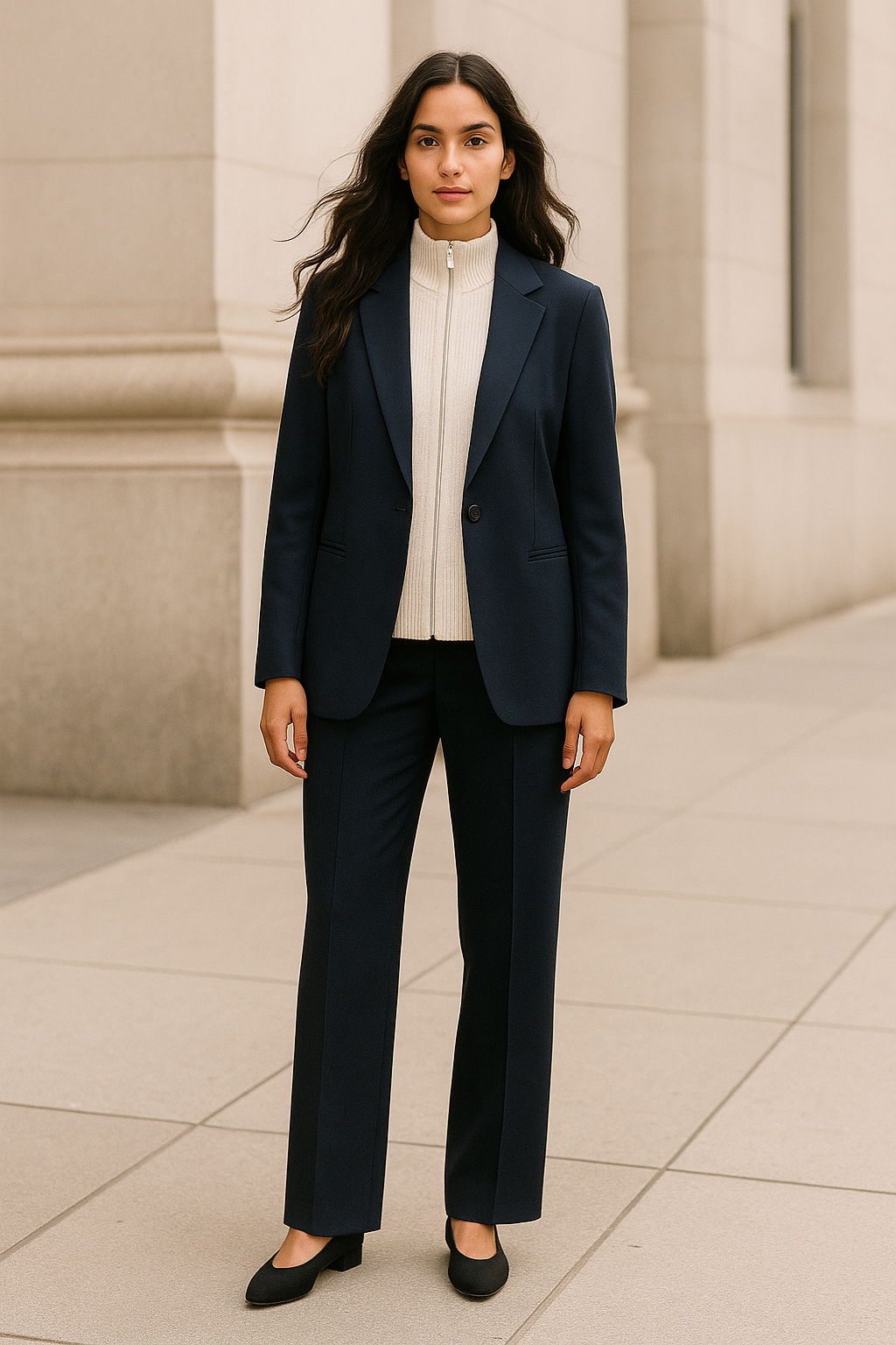 SISU knit zip panel designed for modular layering under jackets and blazers