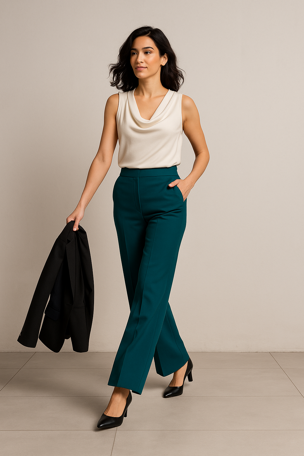 Sophia Wide-Leg Pant — high-rise tailored wide-leg trousers for women with invisible pockets