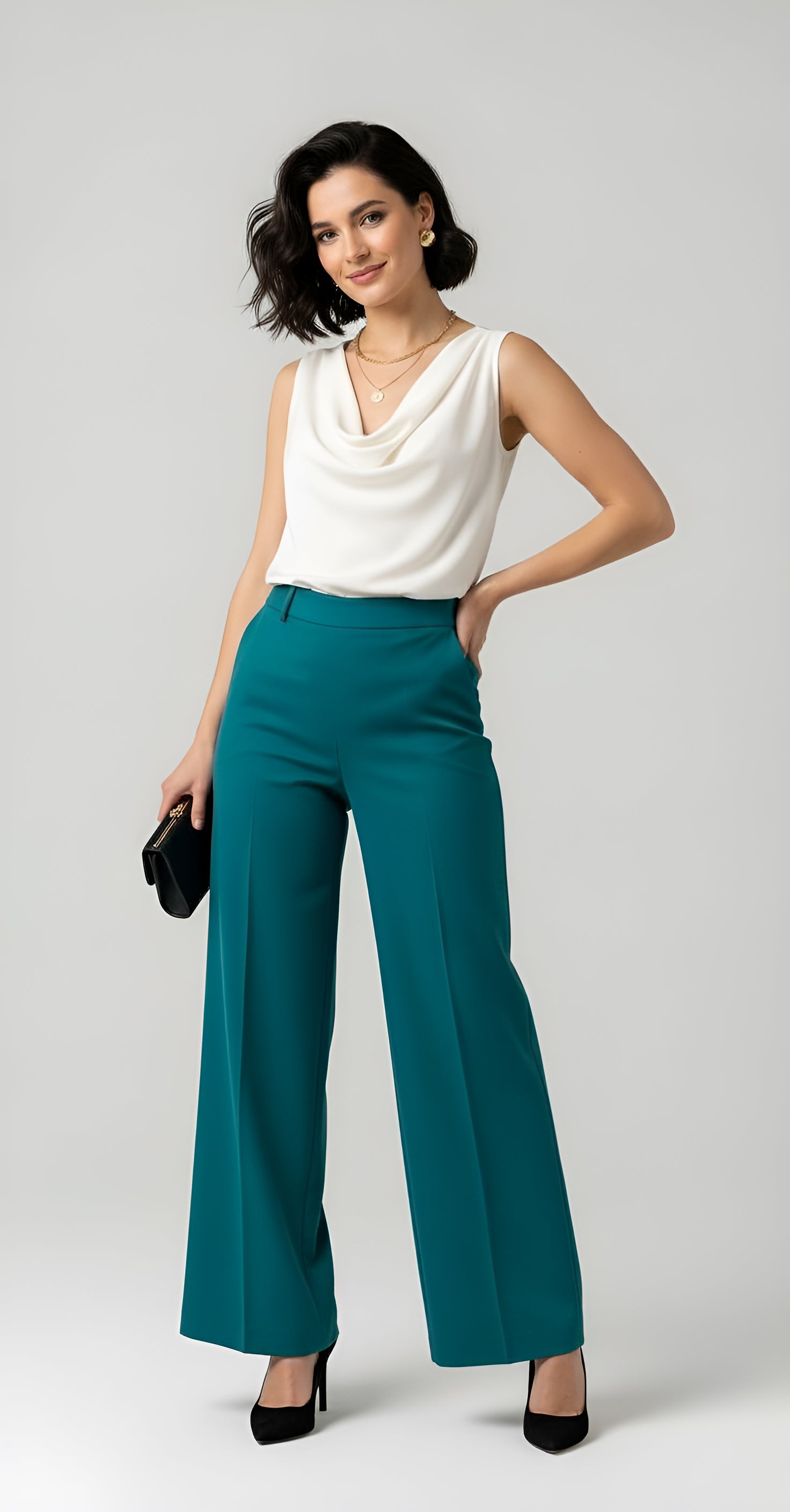 Women’s wide-leg workwear pants in a fluid, elongated silhouette — SISU Sophia Pant.